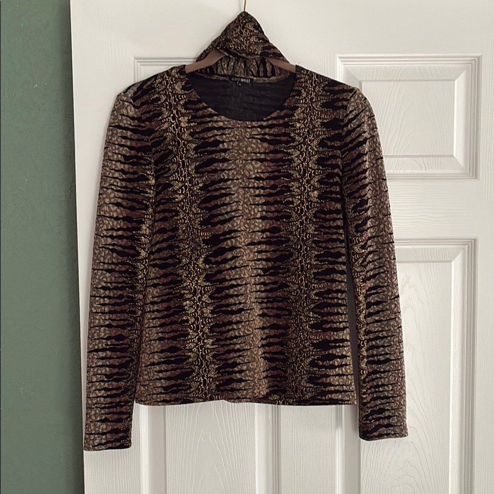 Elegant animal print top and head scarf